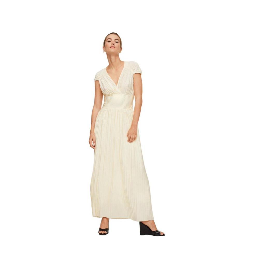 Mango Pleated Long Maxi Dress NWT Sz 4